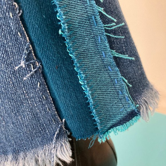 Custom Distressed Boro Sashiko Acid Faded Blue Jeans - Picture 13 of 17